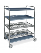 Carrello inox-2 Piani scolapiatti 2 scolabicchieri portata 144 - ø Piatti 16÷26 cm 102x62x159h