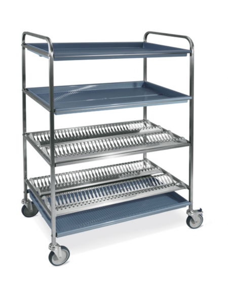 Carrello inox-2 Piani scolapiatti 2 scolabicchieri portata 144 - ø Piatti 16÷26 cm 102x62x159h