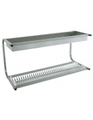 Scolapiatti e scolabicchiecchieri inox a parete - 1 piano scolapiatti 1 sclabicchieri portata 36 piatti cm. 98x42x48h