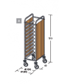 Carrello portavassoi pannelli in nobilato colore ciliegio - Portata 10GN vassoi  cm 45x60x150h