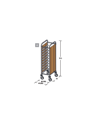 Carrello portavassoi pannelli in nobilato colore ciliegio - Portata 10GN vassoi  cm 45x60x150h