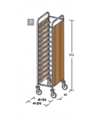 Carrello portavassoi pannelli in nobilato colore ciliegio - Portata vassoi 12GN cm 45x60x172h