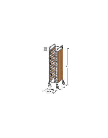 Carrello portavassoi pannelli in nobilato colore ciliegio - Portata vassoi 12GN cm 45x60x172h