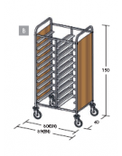 Carrello portavassoi pannelli in nobilato colore ciliegio - Portata vassoi 20GN cm 80x60x150h