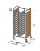 Carrello portavassoi pannelli in nobilato colore ciliegio - Portata vassoi 24GN cm 80x60x172h