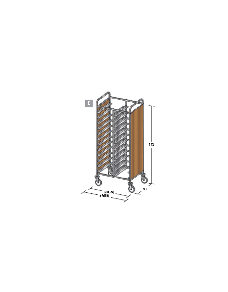 Carrello portavassoi pannelli in nobilato colore ciliegio - Portata vassoi 24GN cm 80x60x172h