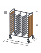 Carrello portavassoi pannelli in nobilato colore ciliegio - Portata vassoi 30GN cm 116x60x150h