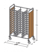 Carrello portavassoi pannelli in nobilato colore ciliegio - Portata vassoi 36GN cm 116x60x172h