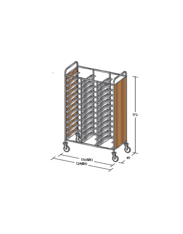 Carrello portavassoi pannelli in nobilato colore ciliegio - Portata vassoi 36GN cm 116x60x172h