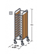 Carrello portavassoi pannelli in nobilato colore ciliegio - Portata vassoi 10EN cm 49x60x150h