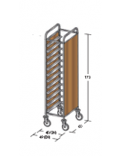 Carrello portavassoi pannelli in nobilato colore ciliegio - Portata vassoi 12GN cm 49x60x172h