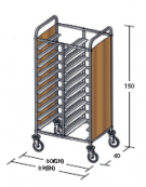 Carrello portavassoi pannelli in nobilato colore ciliegio - Portata vassoi 20EN cm 89x60x150h