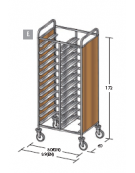 Carrello portavassoi pannelli in nobilato colore ciliegio - Portata vassoi 24EN cm 89x60x172h