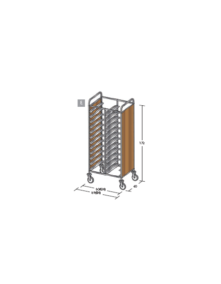 Carrello portavassoi pannelli in nobilato colore ciliegio - Portata vassoi 24EN cm 89x60x172h