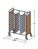 Carrello portavassoi pannelli in nobilato colore ciliegio - Portata vassoi 30EN cm 129x60x150h