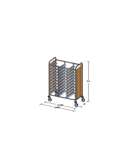 Carrello portavassoi pannelli in nobilato colore ciliegio - Portata vassoi 30EN cm 129x60x150h