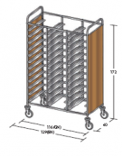 Carrello portavassoi pannelli in nobilato colore ciliegio - Portata vassoi 36EN cm 129x60x172h