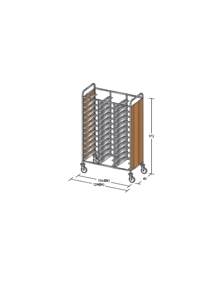 Carrello portavassoi pannelli in nobilato colore ciliegio - Portata vassoi 36EN cm 129x60x172h