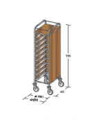 Carrello portavassoi nobilato su tre lati  colore ciliegio - Portata vassoi 10GN cm 49x60x150h