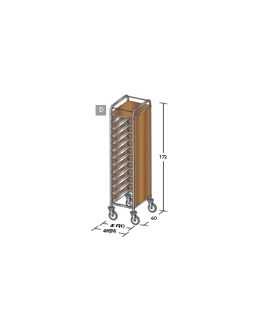 Carrello portavassoi nobilato su tre lati colore ciliegio - Portata vassoi 12GN cm 45x60x172h