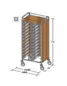 Carrello portavassoi nobilato su tre lati colore ciliegio - Portata vassoi 24GN cm 80x60x172h