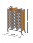 Carrello portavassoi nobilato su tre lati colore ciliegio - Portata vassoi 36GN cm 116x60x172h