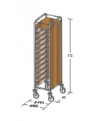 Carrello portavassoi nobilato su tre lati colore ciliegio - Portata vassoi 12EN cm 49x60x172h