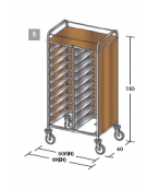 Carrello portavassoi nobilato su tre lati colore ciliegio - Portata vassoi 20EN cm 89x60x150h