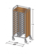 Carrello portavassoi nobilato su tre lati colore ciliegio - Portata vassoi 24EN cm 89x60x172h