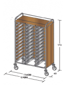 Carrello portavassoi nobilato su tre lati colore ciliegio - Portata vassoi 36EN cm 129x60x172h