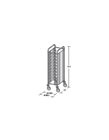 Carrello portavassoi in acciaio inox su 2 lati - Portata vassoi 10GN cm 45x60x150h