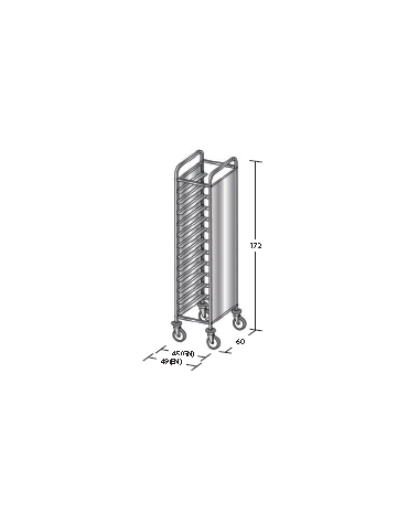 Carrello portavassoi in acciaio inox su 2 lati - Portata vassoi 12GN cm 45x60x172h