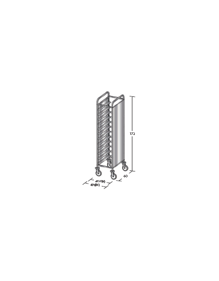 Carrello portavassoi in acciaio inox su 2 lati - Portata vassoi 12GN cm 45x60x172h