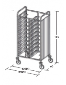 Carrello portavassoi in acciaio inox su 2 lati - Portata vassoi 20GN cm 80x60x150h