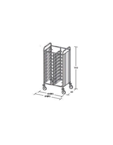 Carrello portavassoi in acciaio inox su 2 lati - Portata vassoi 20GN cm 80x60x150h