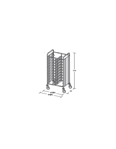 Carrello portavassoi in acciaio inox su 2 lati - Portata vassoi 20GN cm 80x60x150h