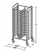 Carrello portavassoi in acciaio inox su 2 lati - Portata vassoi 24GN cm 80x60x172h