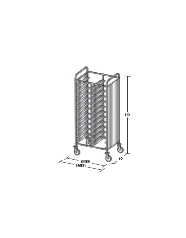 Carrello portavassoi in acciaio inox su 2 lati - Portata vassoi 24GN cm 80x60x172h