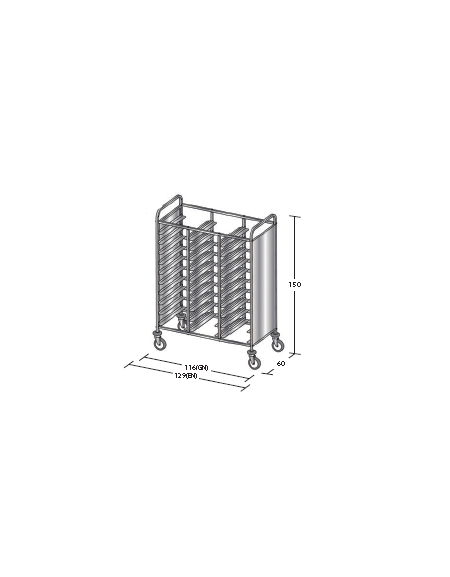 Carrello portavassoi in acciaio inox su 2 lati - Portata vassoi 30GN cm 116x60x150h