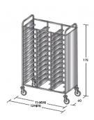 Carrello portavassoi in acciaio inox su 2 lati - Portata vassoi 36GN cm 116x60x172h