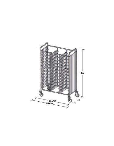 Carrello portavassoi in acciaio inox su 2 lati - Portata vassoi 36GN cm 116x60x172h