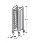 Carrello portavassoi in acciaio inox su 2 lati - Portata vassoi 10EN cm 49x60x150h