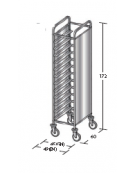 Carrello portavassoi in acciaio inox su 2 lati - Portata vassoi 12EN cm 49x60x172h