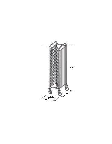 Carrello portavassoi in acciaio inox su 2 lati - Portata vassoi 12EN cm 49x60x172h