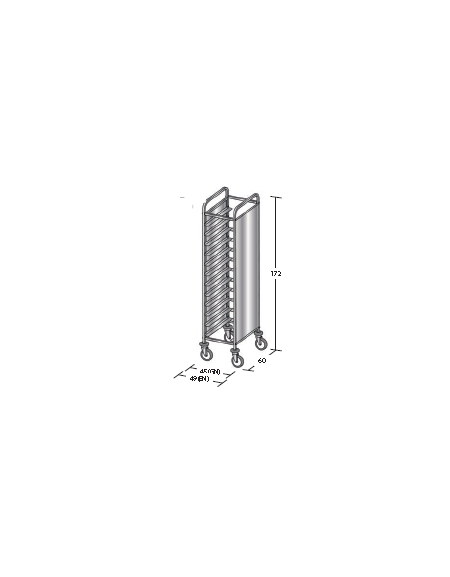 Carrello portavassoi in acciaio inox su 2 lati - Portata vassoi 12EN cm 49x60x172h