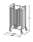 Carrello portavassoi in acciaio inox su 2 lati - Portata vassoi 20EN cm 89x60x150h