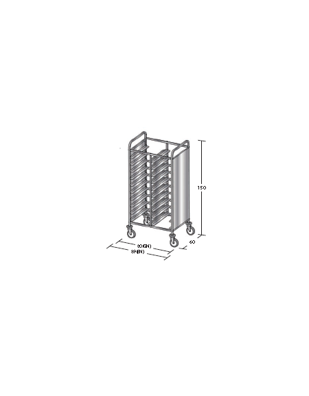 Carrello portavassoi in acciaio inox su 2 lati - Portata vassoi 20EN cm 89x60x150h