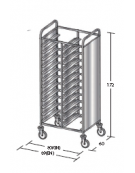 Carrello portavassoi in acciaio inox su 2 lati - Portata vassoi 24EN cm 89x60x172h