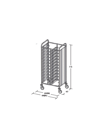 Carrello portavassoi in acciaio inox su 2 lati - Portata vassoi 24EN cm 89x60x172h