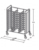 Carrello portavassoi in acciaio inox su 2 lati - Portata vassoi 30EN cm 129x60x150h